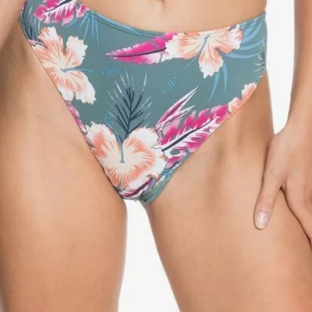 Roxy Womens High-Waisted Floral Bikini Bottom Size Large